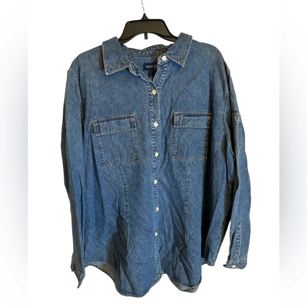 Venezia Jeans Women’s Vintage 90’s Oversized Blue Denim Shirt‎ Size 18/20 (NWT)